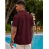 imageCOOFANDY Mens Short Sleeve Cuban Guayabera Shirt Casual Summer Beach Button Down ShirtsAwine Red