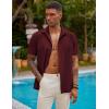 imageCOOFANDY Mens Short Sleeve Cuban Guayabera Shirt Casual Summer Beach Button Down ShirtsAwine Red