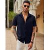 imageCOOFANDY Mens Short Sleeve Cuban Guayabera Shirt Casual Summer Beach Button Down ShirtsBlue Violet
