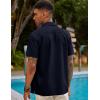 imageCOOFANDY Mens Short Sleeve Cuban Guayabera Shirt Casual Summer Beach Button Down ShirtsBlue Violet