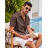 imageCOOFANDY Mens Short Sleeve Cuban Guayabera Shirt Casual Summer Beach Button Down ShirtsBrown