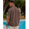 imageCOOFANDY Mens Short Sleeve Cuban Guayabera Shirt Casual Summer Beach Button Down ShirtsBrown