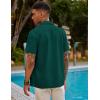 imageCOOFANDY Mens Short Sleeve Cuban Guayabera Shirt Casual Summer Beach Button Down ShirtsDark Green