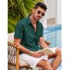 imageCOOFANDY Mens Short Sleeve Cuban Guayabera Shirt Casual Summer Beach Button Down ShirtsDark Green