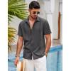 imageCOOFANDY Mens Short Sleeve Cuban Guayabera Shirt Casual Summer Beach Button Down ShirtsDeep Grey