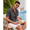 imageCOOFANDY Mens Short Sleeve Cuban Guayabera Shirt Casual Summer Beach Button Down ShirtsDeep Grey