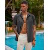 imageCOOFANDY Mens Short Sleeve Cuban Guayabera Shirt Casual Summer Beach Button Down ShirtsDeep Grey