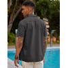 imageCOOFANDY Mens Short Sleeve Cuban Guayabera Shirt Casual Summer Beach Button Down ShirtsDeep Grey