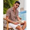 imageCOOFANDY Mens Short Sleeve Cuban Guayabera Shirt Casual Summer Beach Button Down ShirtsDeep Pink