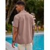 imageCOOFANDY Mens Short Sleeve Cuban Guayabera Shirt Casual Summer Beach Button Down ShirtsDeep Pink