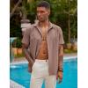 imageCOOFANDY Mens Short Sleeve Cuban Guayabera Shirt Casual Summer Beach Button Down ShirtsDeep Pink