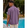 imageCOOFANDY Mens Short Sleeve Cuban Guayabera Shirt Casual Summer Beach Button Down ShirtsDeep Purple