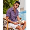 imageCOOFANDY Mens Short Sleeve Cuban Guayabera Shirt Casual Summer Beach Button Down ShirtsDeep Purple