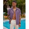 imageCOOFANDY Mens Short Sleeve Cuban Guayabera Shirt Casual Summer Beach Button Down ShirtsDeep Purple