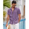 imageCOOFANDY Mens Short Sleeve Cuban Guayabera Shirt Casual Summer Beach Button Down ShirtsDeep Purple