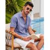 imageCOOFANDY Mens Short Sleeve Cuban Guayabera Shirt Casual Summer Beach Button Down ShirtsGrey Blue