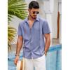 imageCOOFANDY Mens Short Sleeve Cuban Guayabera Shirt Casual Summer Beach Button Down ShirtsGrey Blue