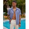 imageCOOFANDY Mens Short Sleeve Cuban Guayabera Shirt Casual Summer Beach Button Down ShirtsGrey Blue
