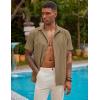 imageCOOFANDY Mens Short Sleeve Cuban Guayabera Shirt Casual Summer Beach Button Down ShirtsLight Brown