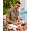 imageCOOFANDY Mens Short Sleeve Cuban Guayabera Shirt Casual Summer Beach Button Down ShirtsLight Brown