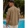 imageCOOFANDY Mens Short Sleeve Cuban Guayabera Shirt Casual Summer Beach Button Down ShirtsLight Brown
