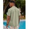 imageCOOFANDY Mens Short Sleeve Cuban Guayabera Shirt Casual Summer Beach Button Down ShirtsLight Green