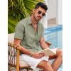 imageCOOFANDY Mens Short Sleeve Cuban Guayabera Shirt Casual Summer Beach Button Down ShirtsLight Green