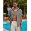 imageCOOFANDY Mens Short Sleeve Cuban Guayabera Shirt Casual Summer Beach Button Down ShirtsLight Grey