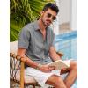 imageCOOFANDY Mens Short Sleeve Cuban Guayabera Shirt Casual Summer Beach Button Down ShirtsLight Grey