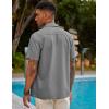 imageCOOFANDY Mens Short Sleeve Cuban Guayabera Shirt Casual Summer Beach Button Down ShirtsLight Grey