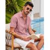imageCOOFANDY Mens Short Sleeve Cuban Guayabera Shirt Casual Summer Beach Button Down ShirtsLight Pink