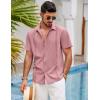 imageCOOFANDY Mens Short Sleeve Cuban Guayabera Shirt Casual Summer Beach Button Down ShirtsLight Pink