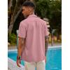 imageCOOFANDY Mens Short Sleeve Cuban Guayabera Shirt Casual Summer Beach Button Down ShirtsLight Pink