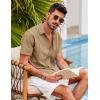 imageCOOFANDY Mens Short Sleeve Cuban Guayabera Shirt Casual Summer Beach Button Down ShirtsLight Tan