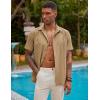 imageCOOFANDY Mens Short Sleeve Cuban Guayabera Shirt Casual Summer Beach Button Down ShirtsLight Tan