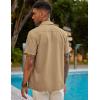 imageCOOFANDY Mens Short Sleeve Cuban Guayabera Shirt Casual Summer Beach Button Down ShirtsLight Tan