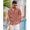imageCOOFANDY Mens Short Sleeve Cuban Guayabera Shirt Casual Summer Beach Button Down ShirtsPink