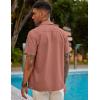 imageCOOFANDY Mens Short Sleeve Cuban Guayabera Shirt Casual Summer Beach Button Down ShirtsPink