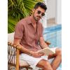 imageCOOFANDY Mens Short Sleeve Cuban Guayabera Shirt Casual Summer Beach Button Down ShirtsPink