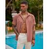 imageCOOFANDY Mens Short Sleeve Cuban Guayabera Shirt Casual Summer Beach Button Down ShirtsPink