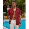 imageCOOFANDY Mens Short Sleeve Cuban Guayabera Shirt Casual Summer Beach Button Down ShirtsRed