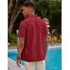 imageCOOFANDY Mens Short Sleeve Cuban Guayabera Shirt Casual Summer Beach Button Down ShirtsRed