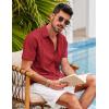 imageCOOFANDY Mens Short Sleeve Cuban Guayabera Shirt Casual Summer Beach Button Down ShirtsRed