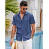 imageCOOFANDY Mens Short Sleeve Cuban Guayabera Shirt Casual Summer Beach Button Down ShirtsRoyal Blue