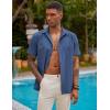 imageCOOFANDY Mens Short Sleeve Cuban Guayabera Shirt Casual Summer Beach Button Down ShirtsRoyal Blue