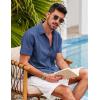imageCOOFANDY Mens Short Sleeve Cuban Guayabera Shirt Casual Summer Beach Button Down ShirtsRoyal Blue