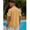 imageCOOFANDY Mens Short Sleeve Cuban Guayabera Shirt Casual Summer Beach Button Down ShirtsYellow