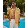 imageCOOFANDY Mens Short Sleeve Cuban Guayabera Shirt Casual Summer Beach Button Down ShirtsYellow