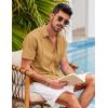 imageCOOFANDY Mens Short Sleeve Cuban Guayabera Shirt Casual Summer Beach Button Down ShirtsYellow