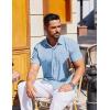 imageCOOFANDY Mens Short Sleeve Dress Shirts Button Down Shirts Regular Fit Business Casual Shirt with PocketLight Blue